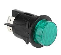 Interruptor de Botón Pulsador DPST 16 A redondo 25 mm LED - 250V a 16A - On/Off - controlador eléctrico para vehículos con luz Verde, 1 unidad