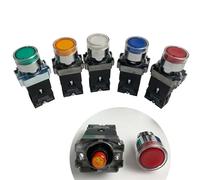 Interruptor de botón redondo plano reinicio automático instantáneo serie XB2 22mm XB2-BW3361C con luz LED NO NC 24V/AC220V/AC380V(Yel low-NO,220V)