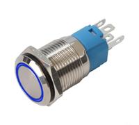 Interruptor de botón resistente al vandalismo de 16 mm para exteriores | Cuerpo de acero inoxidable, IP66 impermeable, IK09 para el impacto para la prueba, acción momentánea