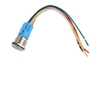 Interruptor de cierre de 12 V de 19 mm con anillo LED para control | Mecanismo de cierre, anillo LED de 12 V, cuerpo de acero inoxidable, montaje de 19 mm, control de encendido y apagado