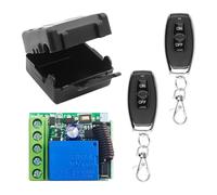 Interruptor de control remoto inalámbrico de 433 MHz CC 12 V 1 canal, módulo receptor de relé RF con transmisor, largo alcance para abridor de puerta de garaje (1 receptor + 2 controles remotos)