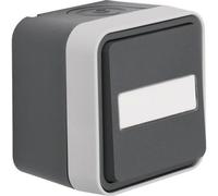 Interruptor de dos direcciones Hager AP WNC006 con campo de etiquetado W.1, grado de protección IP55, color gris