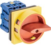 Interruptor de emergencia Kraus & Naimer, 3 polos, montaje frontal con 4 orificios, dimensiones 64x64, Ith=32 A, P=11 kW (AC23B, 400V AC), sección de cable 6 mm², 1 unidad.