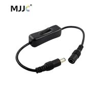 Interruptor de encendido y apagado en línea 304 con Cable de alimentación macho hembra, interruptor de conector CC de 5,5x2,1mm, 5V, 12V, 24V para tira de luces LED CCTV Black DC Switch
