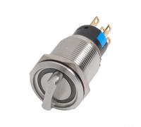 Interruptor de Levas para acero Inoxidable 19mm IP66 Interruptor(Blue) | 2 posiciones, 3-6V tensión, LED integrada, auto-bloqueo, para montaje 19mm rápido