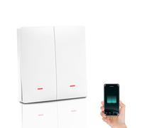 Interruptor de Luz Intelligente WiFi, 2-Gang 1-Vía, Smart Interruptor Pared Doble Empotrado Compatibile con controllo vocale Alexa/Google Home, Controllo Remoto por App Smart Life/Tuya (sin neutro)