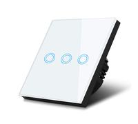 Interruptor de Luz Táctil Triple Blanco Cristal Iluminación Botónes Redondos LED