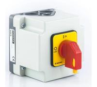 Interruptor de palanca 0-1, 3 polos, 16A, grado de protección IP65, alojado en el gabinete ML016.3-RG3/OB