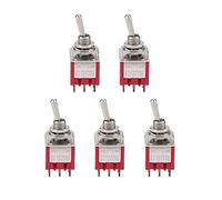 Interruptor de Palanca 3PDT 5 Piezas 2A/250V AC 5A/120V AC ON-ON 2 Posiciones Diámetro de Cabeza de Botón 6 mm 9 Pines