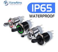 Interruptor de palanca de Metal de 16MM, luz LED impermeable, autobloqueo, 2 posiciones, encendido y apagado, Micro interruptor de botón 1NO1NC 15A 12V 220V 3 pines/5 pines With Blue LED 16MM