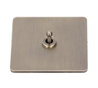 Interruptor de Palanca Unipolar 2 Vías 1 Cuadrilla AC250V Panel Acero Inoxidable con Textura Bronce Antiguo para Decoración del Hogar