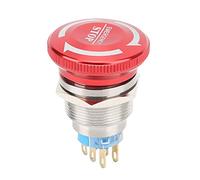 Interruptor De Parada De Emergencia, IP65 3/6 Pines 22 Mm 5A/250V Botón Pulsador Rojo Impermeable Para Circuito De Control(6 PIN)
