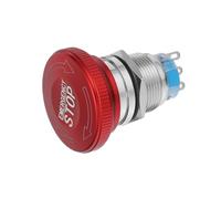 Interruptor de Parada de Emergencia Rojo de Metal 19mm Ip65 | Cabezal Tipo Hongo, Enclavamiento con Rotación, 3 Pines Spdt 4 a 3-220 V, Montaje en Panel