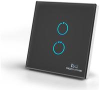 Interruptor de pared de cristal con 2 botones, tecnología Z-Wave, control táctil, relé, función de escena, color blanco