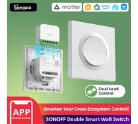 Interruptor de Pared Inteligente Doble SONOFF MINI-2GS-E Matter Over WiFi Orb-MW2, Control por Voz, Compatible con Apple Home, Alexa y Google Home