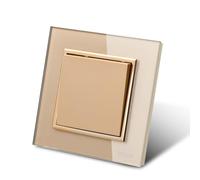 interruptor de pared,interruptor de pared Gold Glass Panel 1 vía,interruptor mecánico de pared 86 mm, interruptor estándar 10 Amp, 250 V,BLJ01