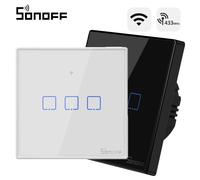 Sonoff Interruptor de pared táctil triple T3EU3C-TX Smart WiFi+RF de vidrio empotrable Negro