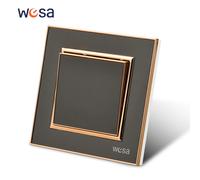 Interruptor de pared WESA de acrílico negro con efecto espejo, panel ignífugo vintage, interruptor basculante de pared de 1 vía, encendido/apagado, CA 250V 1 Gang 1 Way Switch
