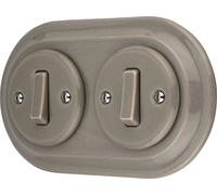 Interruptor de porcelana retro, empotrado, de 2 vías, todo en uno, serie PR1, color gris beige