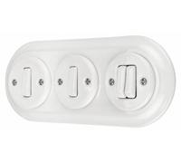 Interruptor de porcelana retro para empotrar, modelo: interruptor simple, doble interruptor, triple interruptor, todo en uno, serie PR1, color blanco