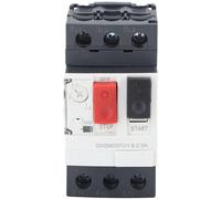 Interruptor de protección de motor eléctrico con accionamiento mediante botón, diseñado para montaje de 35 mm y con protección para sistemas de corriente alterna de hasta 690 V.
