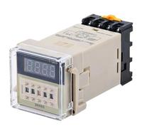 Interruptor de relé temporizador programable LED Digital DH48S-2Z 0,01 S-99H99M con Base de enchufe AC/DC 12V 24V 220V 380V temporizador de retardo(220VAC)