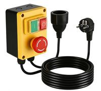 Interruptor de seguridad de 230 V, 16 A, con función de parada de emergencia, interruptor de encendido/apagado y toma de corriente