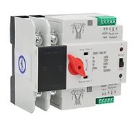 Interruptor de Transferencia Automática de Doble Potencia 2P 220V ATS | Controlador de Fuente de Alimentación Ininterrumpida para Montaje en Riel DIN de 100 A, Carcasa Ignífuga, Contactos Plateados