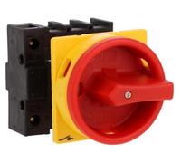 Interruptor diferencial de 40A, 3P+N, de color rojo y amarillo, con palanca y sistema de bloqueo, modelo P1-40/EA/SVB/N, número de referencia 199896