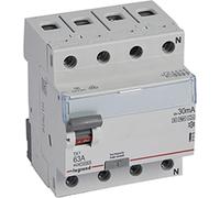 Interruptor diferencial Legrand, tipo A/S, 10 kA, 63 A/4 polos, 100 mA, 1 unidad.