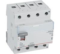 Interruptor diferencial Legrand, tipo A/S, 10kA, 63A, 4 polos, 300mA, 1 unidad.