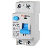 Interruptor diferencial puro 16 A 2 polos 2P 220 V 6 kA 30 mA 2 módulos DIN, RCCB C16