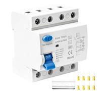Interruptor diferencial (RCCB) Tipo B 40 A 30 mA 4P Tipo B, RCD de 4 polos, Interruptor diferencial, Carril DIN de alta dificultad para interruptores automáticos, cajas de pared y estaciones de carga
