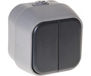 Interruptor doble bert ip54 gris 7x7x5 cm