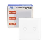 Interruptor doble con toque Vidrio PNI SH202, blanco con indicador LED