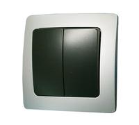 Interruptor doble empotrable 10 a/250 v color gris/plata electro dh 36