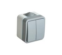 Interruptor Doble IP54, Superficie Luxe, diseño elegante, resistente al agua, ideal para interiores y exteriores.