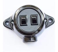 Interruptor doble para montaje en superficie, 10 A/250 V, IP20, color negro