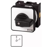 Interruptor EIN-AUS Eaton, modelo T0, 20 A, para montaje central, 2 módulos, contactos: 4, ángulo de contacto: 60°, con mecanismo de bloqueo, con posición de "0", 0-1, número de referencia: 8203 01171