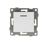 Interruptor empotrado blanco con pulsador luminoso, ideal para controlar luces y mejorar la visibilidad en espacios oscuros.