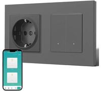 Interruptor enchufable compatible con Zigbee, para control mediante aplicación, de doble contacto y un circuito, color gris