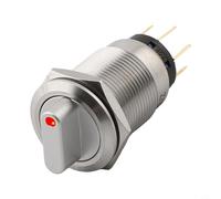 Interruptor giratorio 19mm Cuerpo de acero inoxidable Enclavamiento 3 Posiciones 2NO2NC IP66 IK09 Protección 12-24V para sistemas de automatización (rojo)