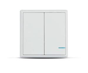 Interruptor inalámbrico de doble botón con sensor color blanco IP54