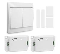 Interruptor Inalámbrico Sin Pilas, Kit Conmutador de Luz Autoalimentado Cinético con Receptor 10A 230V, Mando a Distancia 433MHz para LED, Sin Cables, Sin Obras (2 Receptores + 1 Interruptor Doble)
