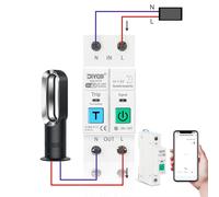 Interruptor inteligente WiFi DIY GO TUYA 63A 1P 2P con medidor de energía, disyuntor, protección contra sobretensión, sobrecorriente, fugas de corriente y temperatura, corte L+N