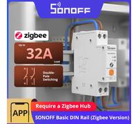 SONOFF Basic DIN Rail (BASIC-ZB1GSP) Zigbee Smart Switch Hutschriene, Zigbee 3.0 Smart Home Control con Monitoreo de Energía, 32 A para Caja de fusibles, Compatible con Home Assistant Alexa