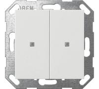 Interruptor KNX de dos pulsadores, modelo "Wippe", sistema 55, color blanco brillante, 1 unidad.