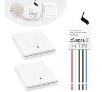 Interruptor luz inalámbrico,Radiotransmisores de pared 10A 220V 433Mhz RF relé conmutador receptor y pulsador 86 Panel Mural kit para Luces 1500W