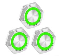 Interruptor momentáneo de botón con luz LED, interruptor impermeable de metal para sistemas de 12 V 24 V, diseño de cuerpo corto precableado para paneles de control industriales marinos automotrices