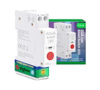 Interruptor Nous Zigbee DIN, Interruptor inteligente 20A con Monitorización de Energía, Compatible con Zigbee2MQTT, Home Assistant, Alexa y Google Home, Control de aplicaciones, Control por voz